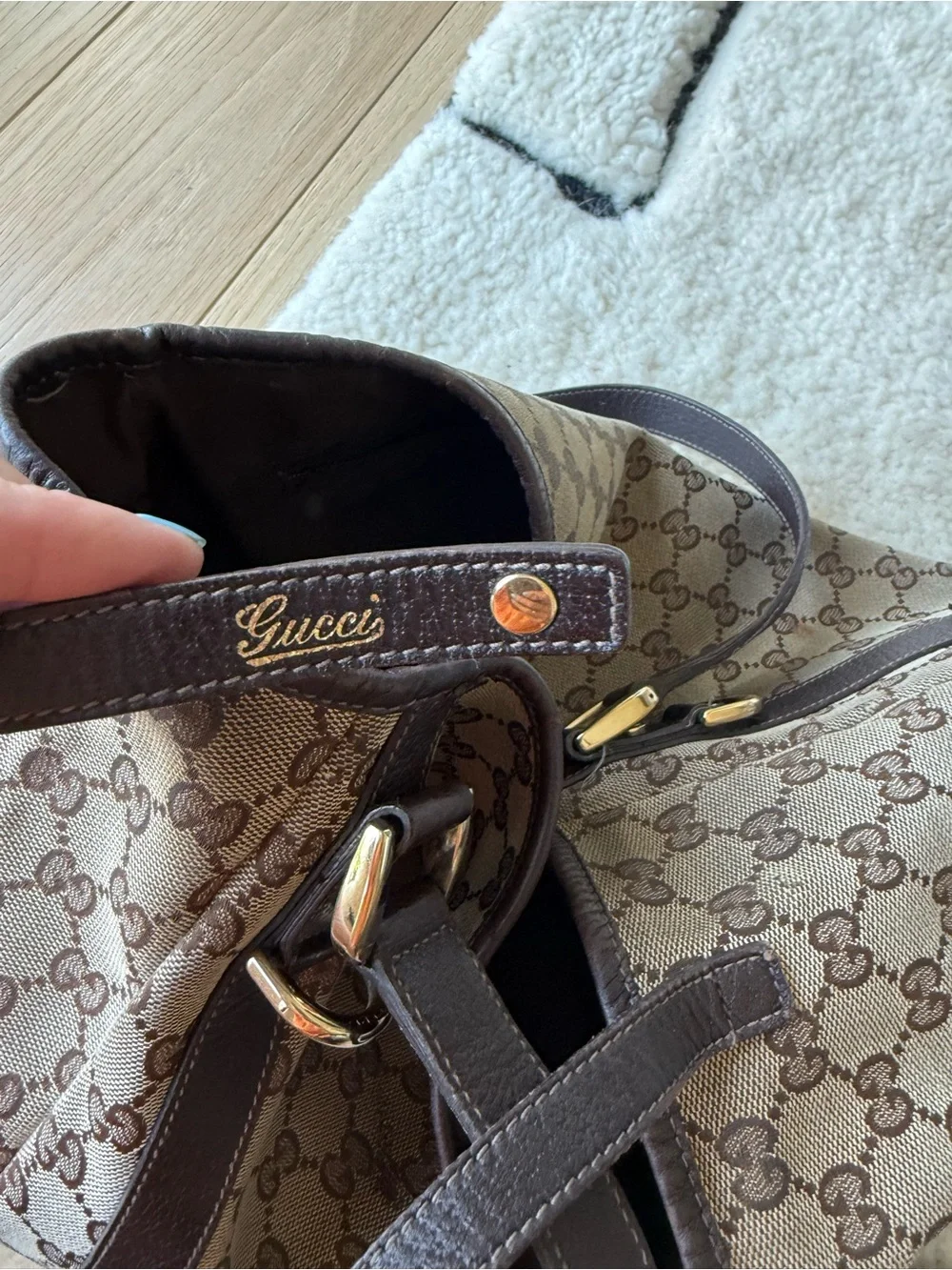 Gucci Beige Brown GG Canvas Shoulder Bag